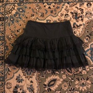 Y2K Black Ruffle Eyelet Lace Mini Skirt sz Medium